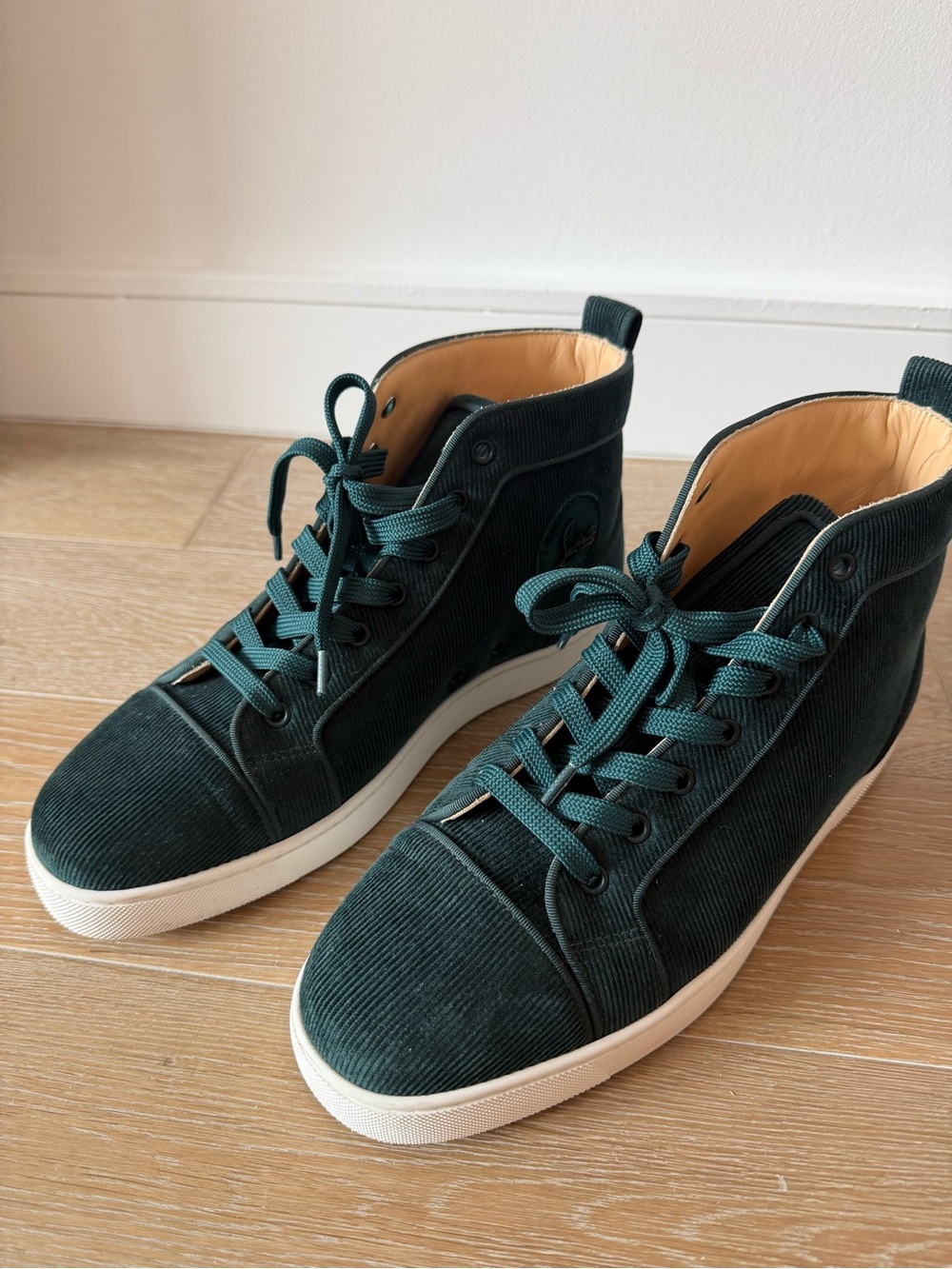 Christian Louboutin Men's High-Top Corduroy Sneakers